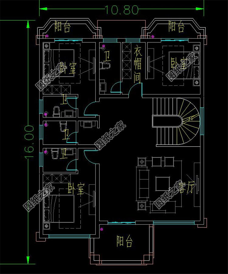 農村建四層別墅圖二層